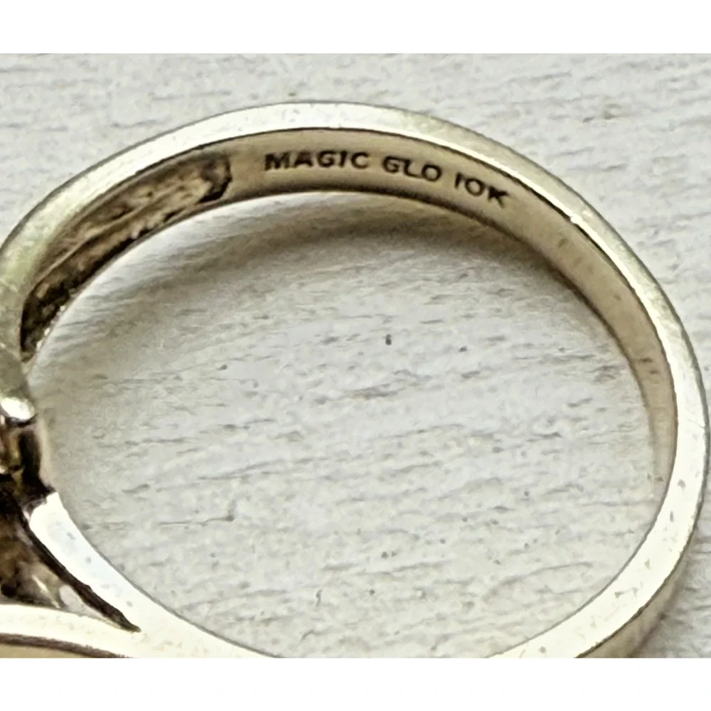 10K YELLOW GOLD MARQUISE CUT SAPPHIRE CZ HALO RING BYPASS WRAP BAND Magic Glo